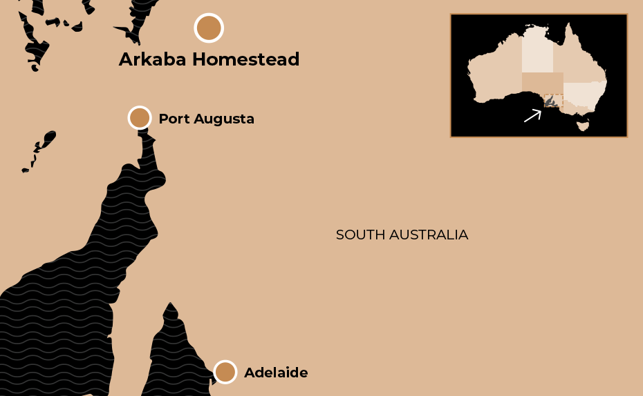 Map showing location of Arkaba Homestead