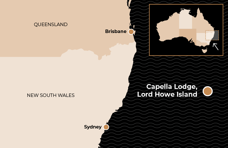 Location Map for Capella Lodge Lord Howe Island