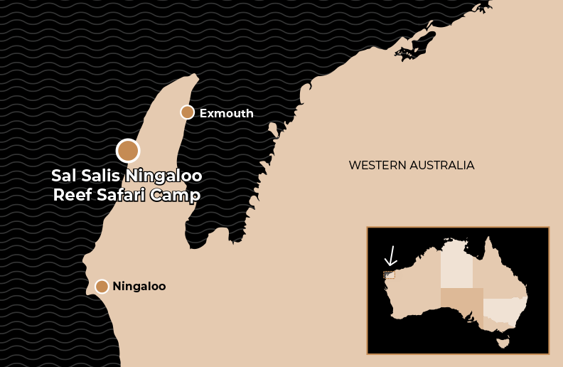 Location Map for Sals Salis Ningaloo Reef Safari Camp, Western Australia
