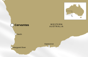 Map showing Cervantes, Western Australia