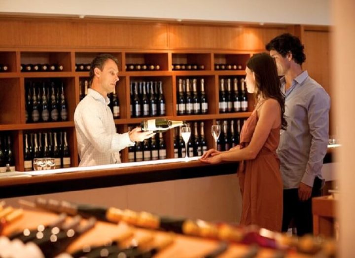 Couple wine tasting at a Yarra Valley Cellar Door